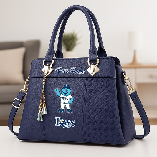 LIMITED EDITION - NEW CUSTOMIZED MLB21 TBR TB RAYS ZIP HANDBAG MULTICOLOR