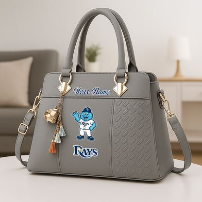 LIMITED EDITION - NEW CUSTOMIZED MLB21 TBR TB RAYS ZIP HANDBAG MULTICOLOR
