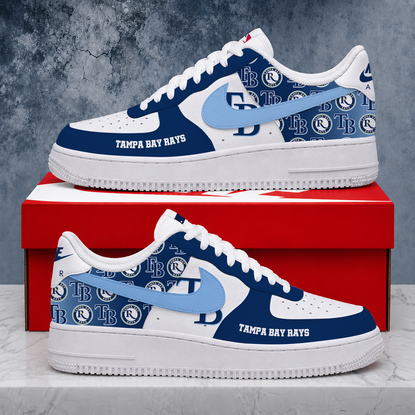 VIRAL EDITION - NEW CUSTOMIZED MLB21 TBR TAMPA BAY RAYS AF1 SHOES