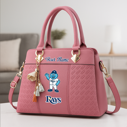LIMITED EDITION - NEW CUSTOMIZED MLB21 TBR TB RAYS ZIP HANDBAG MULTICOLOR