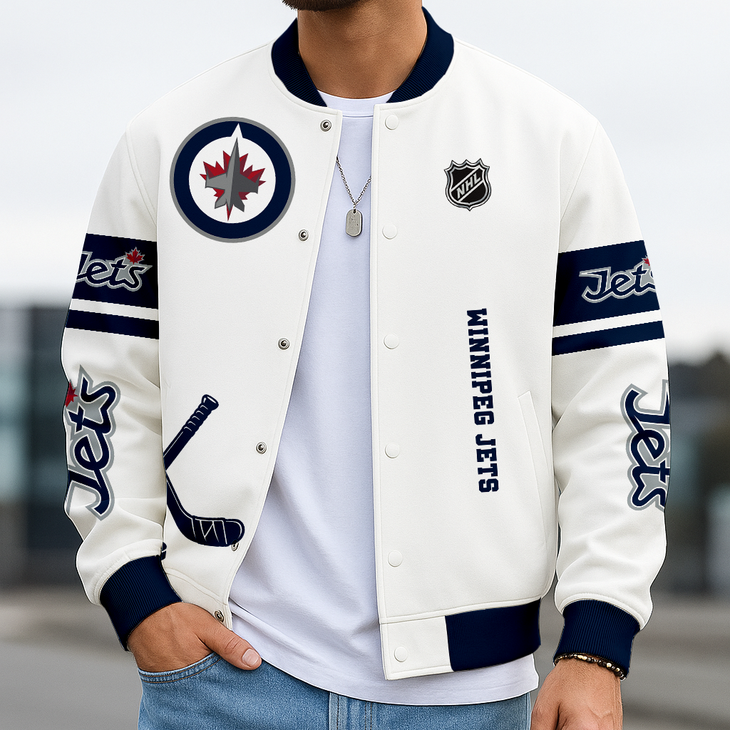 LIMITED EDITION - NEW CUSTOMIZED NHL21 WPJ WN JETS BASEBALL JACKET, SATIN VARSITY JACKET