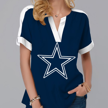 FINAL SALE - NEW CUSTOMIZED NFL21 DCB DALLAS COWBOYS V-NECK FEMALE SHIRT