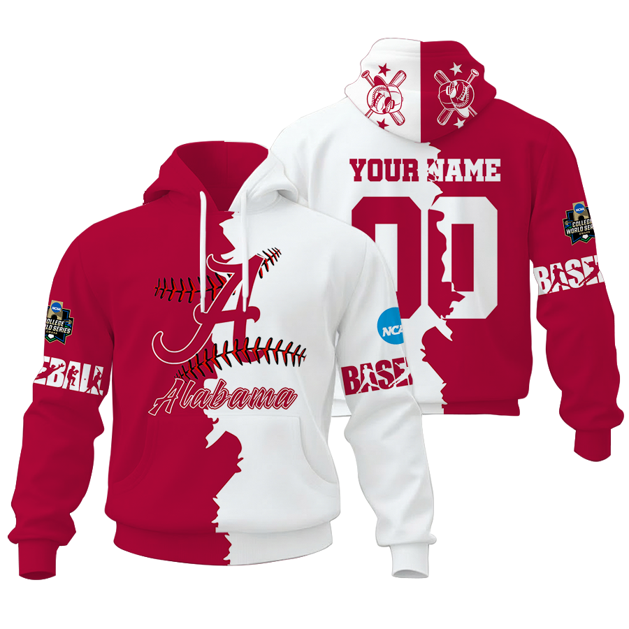 FINAL CLEARANCE - NEW CUSTOMIZED COLLEGE WORLD SERIES NCAA21 ALABAMA CRIMSON TIDE UNISEX HOODIE & ZIP HOODIE
