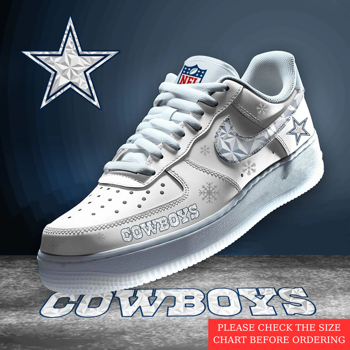LIMITED EDITION - NEW CUSTOMIZED NFL21 DCB DALLAS COWBOYS AF1 SHOES