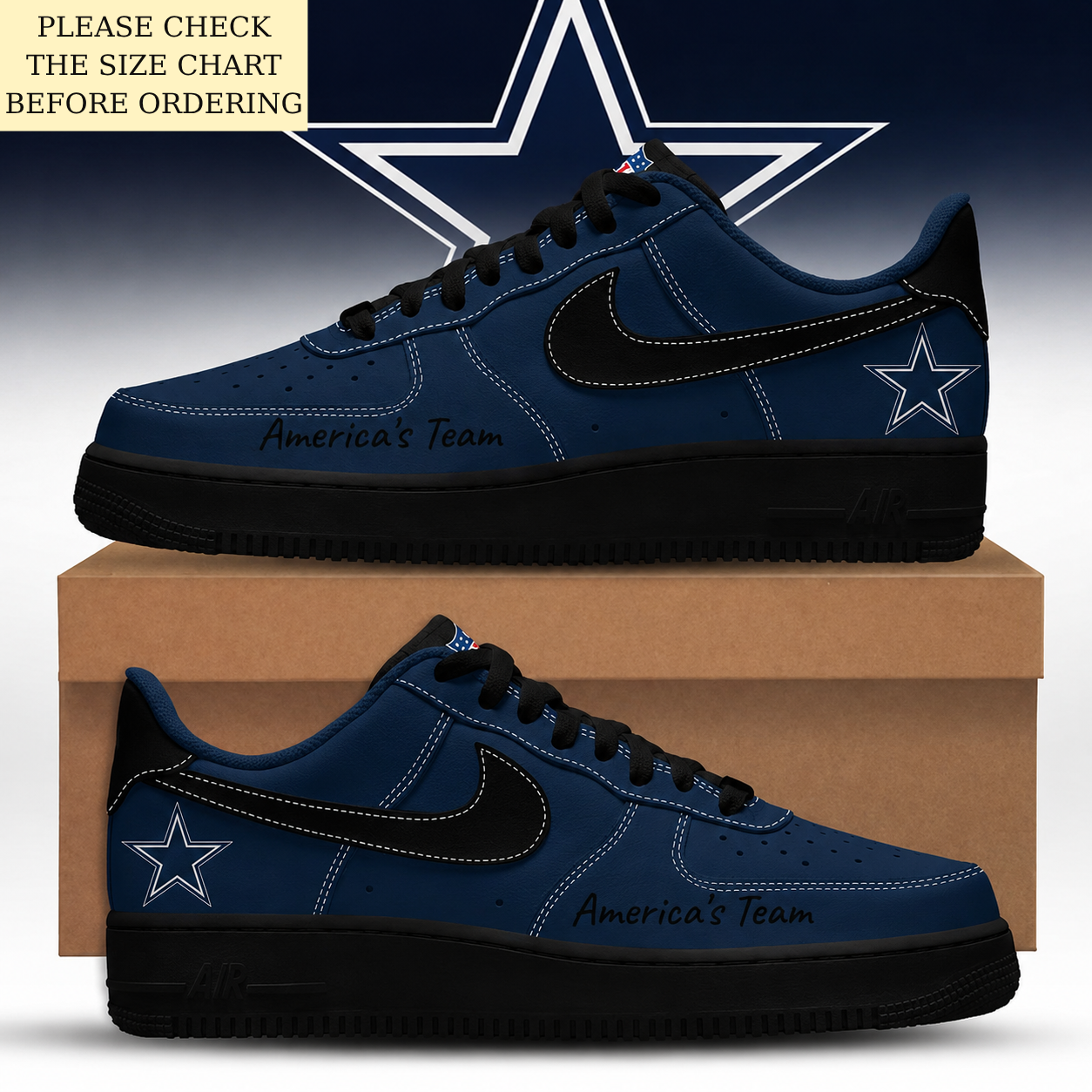 HOT DEAL - NEW CUSTOMIZED NFL21 DCB DALLAS COWBOYS AF1 SHOES