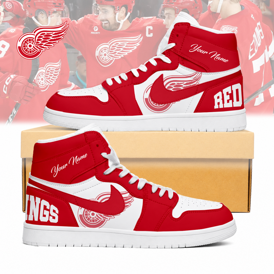 FINAL SALE - NEW CUSTOMIZED NHL22 DRW DETROIT RED WINGS AIR JORDAN SNEAKERS