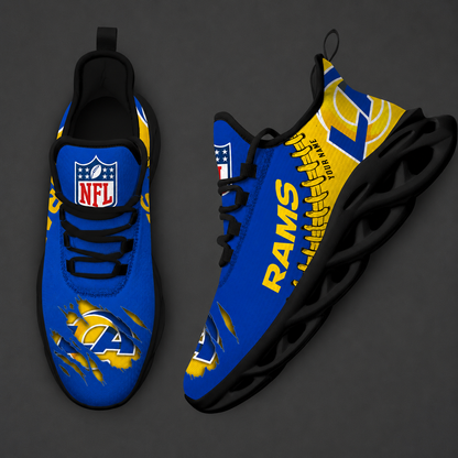 FINAL SALE - NEW CUSTOMIZED NFL22 LAR LOS ANGELES RAMS UNISEX MAX SOUL SHOES