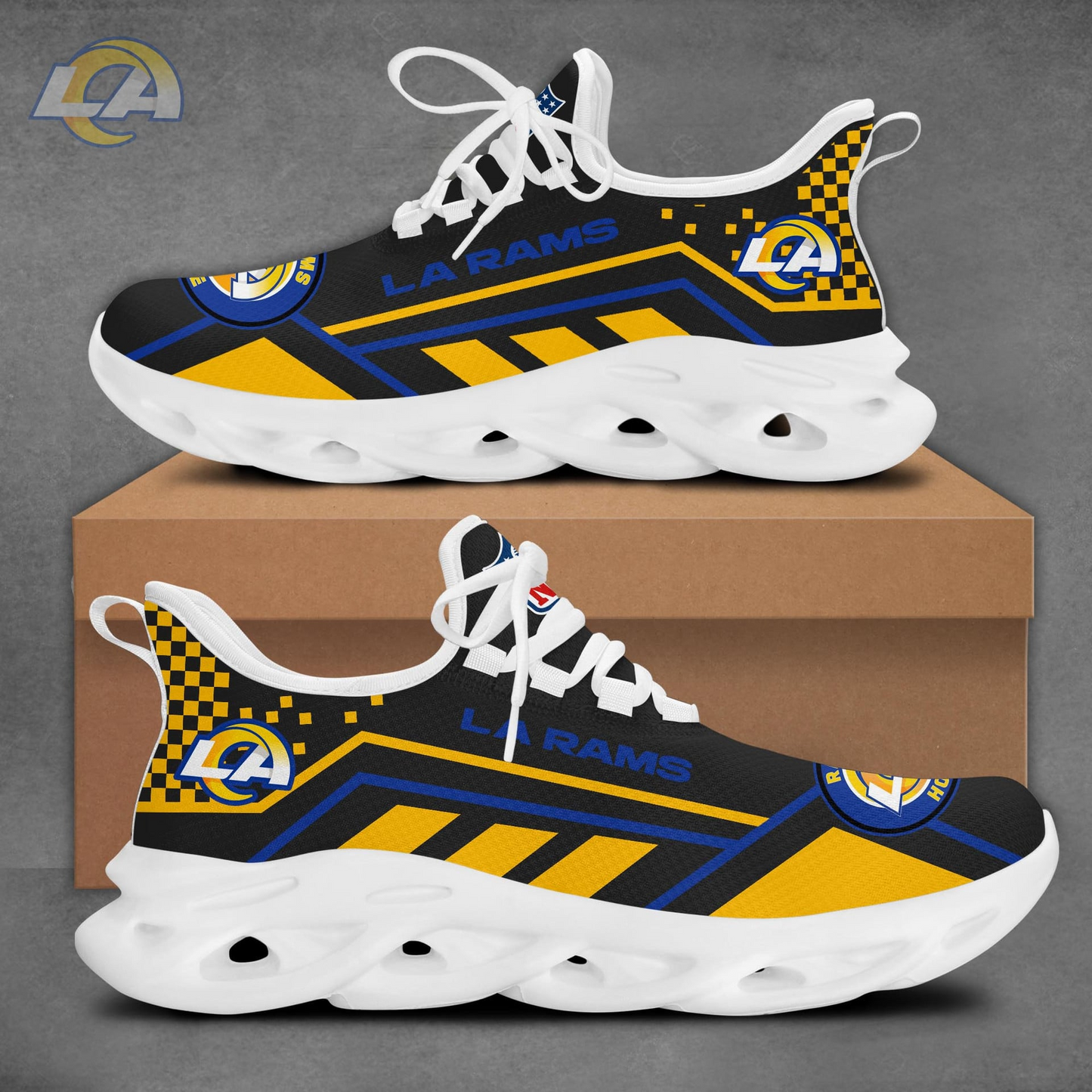 LIMITED EDITION - NEW CUSTOMIZED NFL22 LAR LOS ANGELES RAMS MAX SOUL SHOES