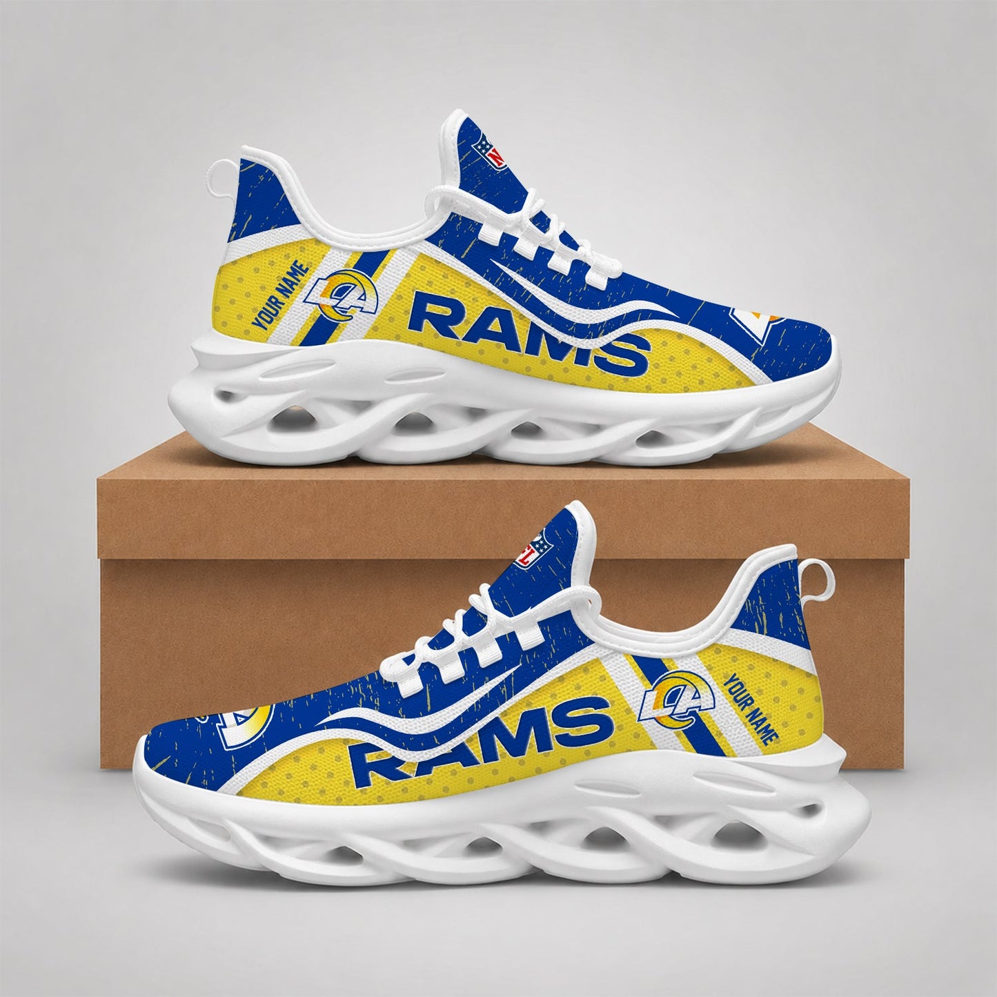 LIMITED EDITION - NEW CUSTOMIZED NFL22 LAR LOS ANGELES RAMS MAX SOUL SHOES