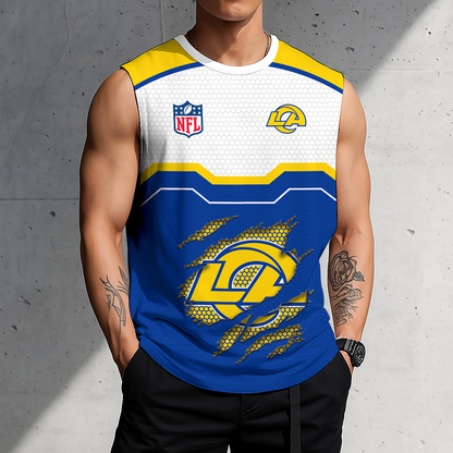 FINAL SALE - NEW CUSTOMIZED NFL22 LAR LOS ANGELES RAMS MEN'S GYM SHIRT