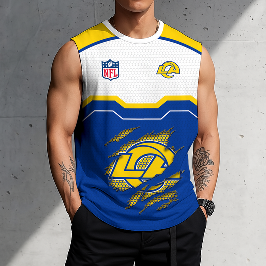 FINAL SALE - NEW CUSTOMIZED NFL22 LAR LOS ANGELES RAMS MEN'S GYM SHIRT