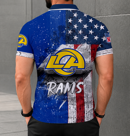 FINAL SALE - NEW CUSTOMIZED NFL22 LAR LOS ANGELES RAMS POLO SHIRT