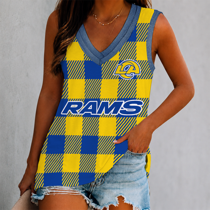 FLASH SALE - NEW CUSTOMIZED NFL22 LAR LOS ANGELES RAMS WOMEN'S V-NECK TANK TOP