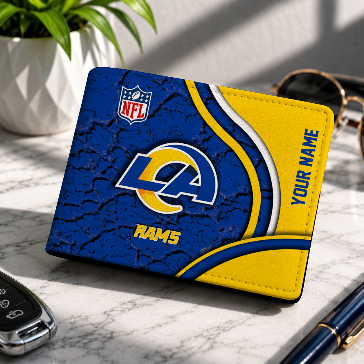 LIMITED EDITION - NEW CUSTOMIZED NFL22 LAR LOS ANGELES RAMS LEATHER WALLET