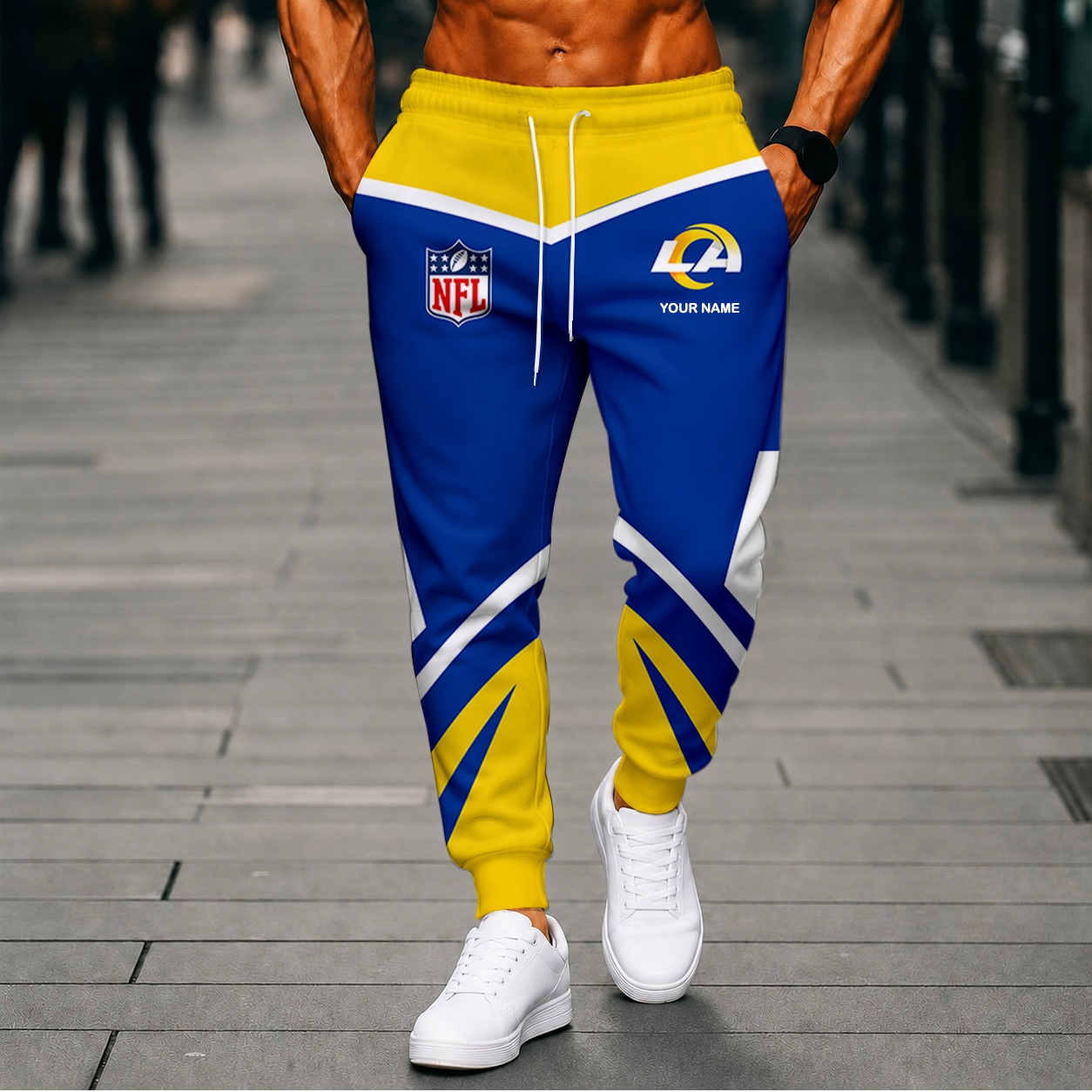 FINAL SALE - NEW CUSTOMIZED NFL22 LAR LOS ANGELES RAMS SWEATPANTS