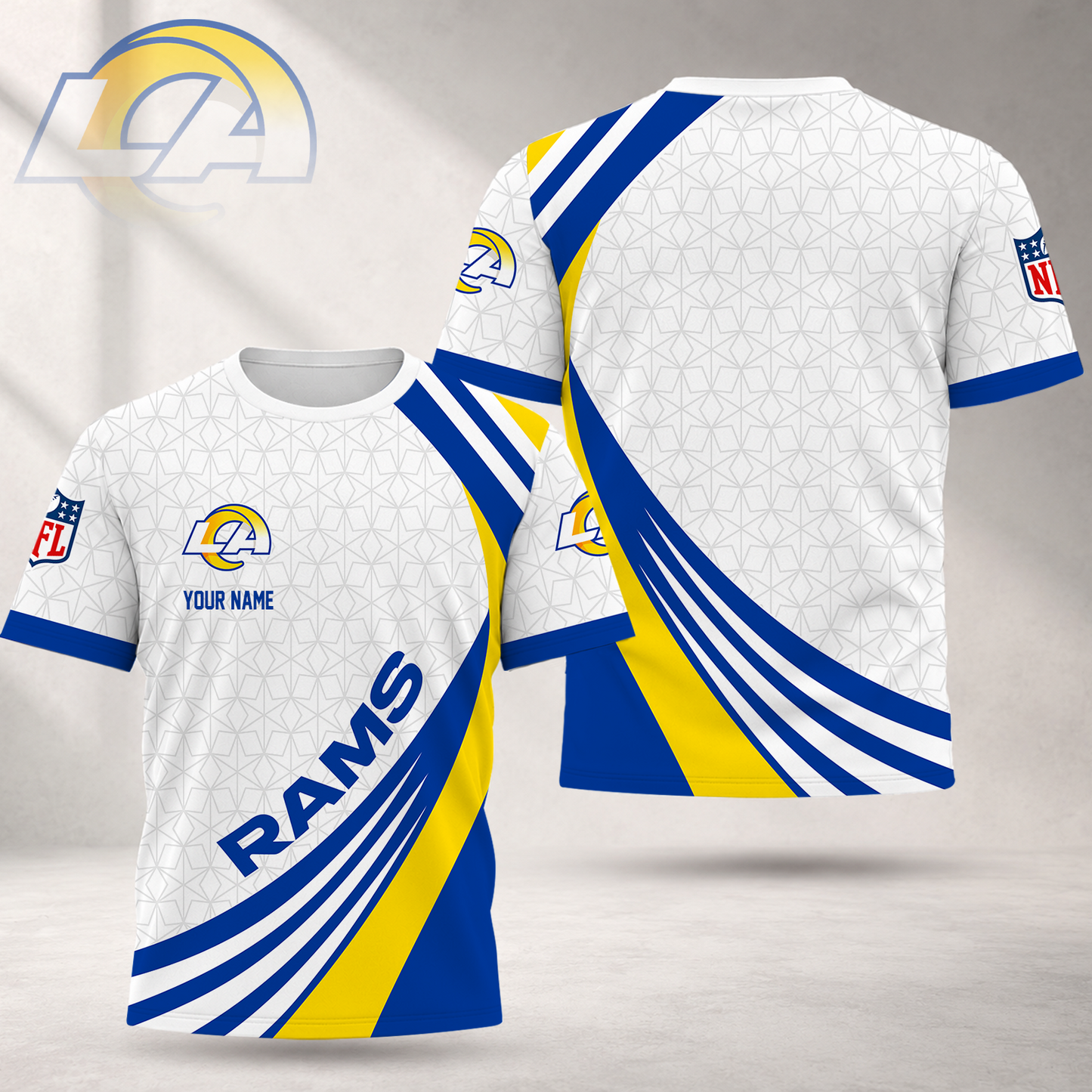 FINAL SALE - NEW CUSTOMIZED NFL22 LAR LOS ANGELES RAMS T-SHIRT, POLO SHIRT, ZIP POLO SHIRT, SWEATSHIRT, HOODIE & ZIP HOODIE