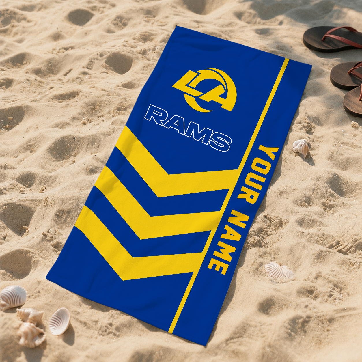 HOT DEAL - NEW CUSTOMIZED NFL22 LAR LOS ANGELES RAMS BEACH TOWEL