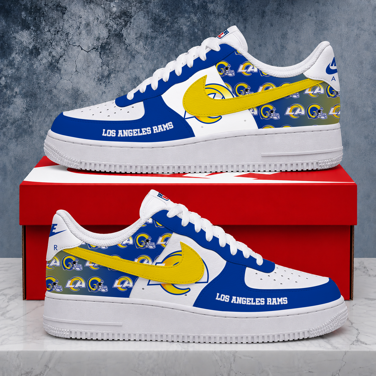FINAL SALE - NEW CUSTOMIZED NFL22 LAR LOS ANGELES RAMS AF1 SHOES
