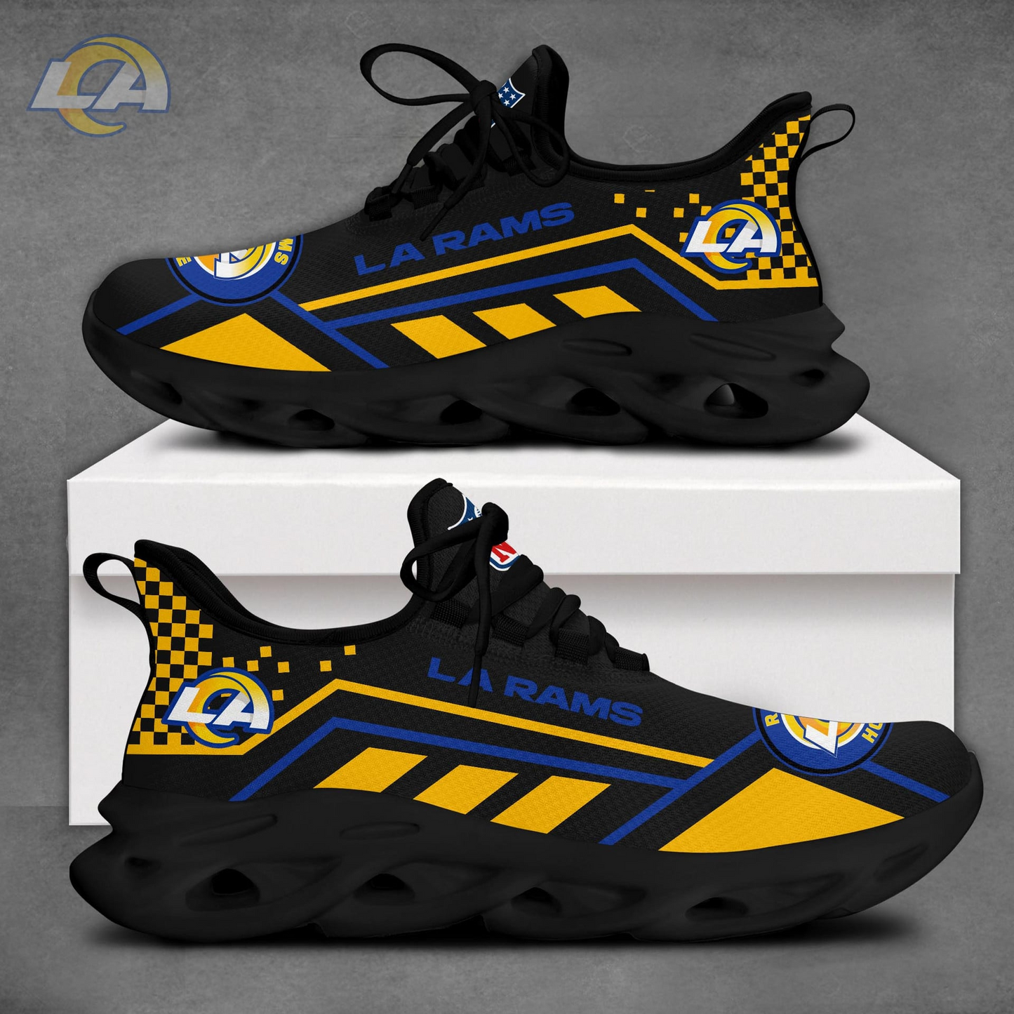 LIMITED EDITION - NEW CUSTOMIZED NFL22 LAR LOS ANGELES RAMS MAX SOUL SHOES