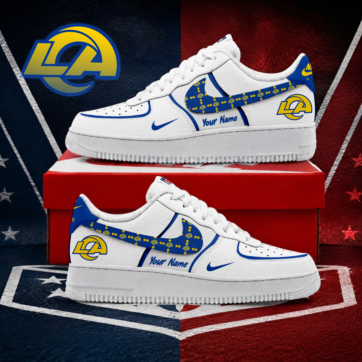 FINAL SALE - NEW CUSTOMIZED NFL22 LAR LOS ANGELES RAMS AF1 SHOES