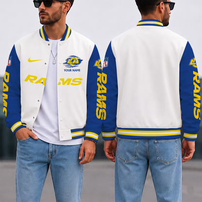 SPECIAL EDITION - NEW CUSTOMIZED NFL22 LAR LOS ANGELES RAMS SATIN VARSITY & BASEBALL JACKET