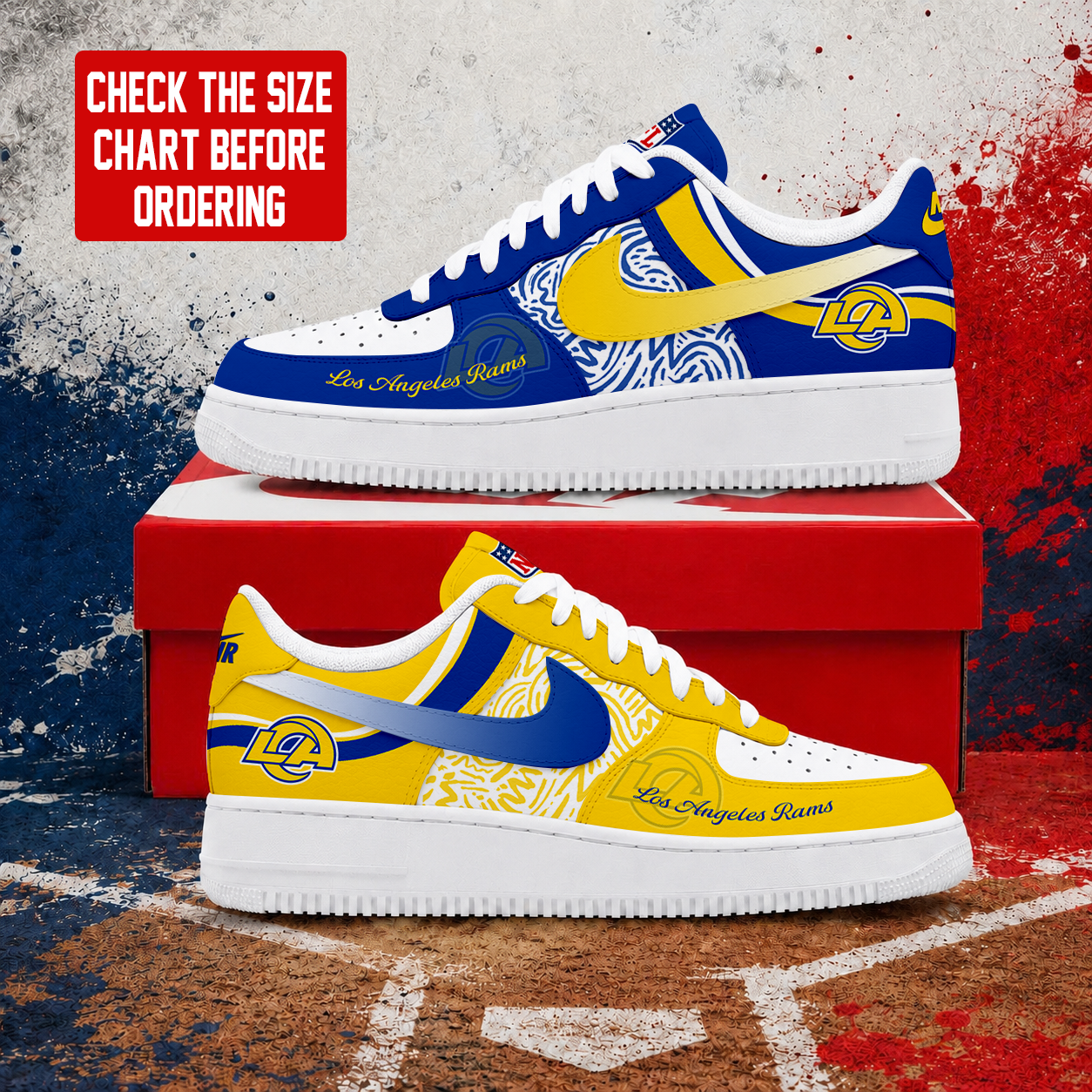 FLASH SALE - NEW CUSTOMIZED NFL22 LAR LOS ANGELES RAMS AF1 SHOES