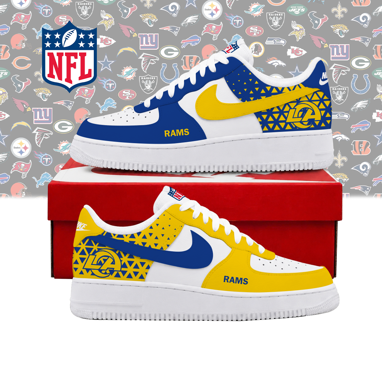 SPECIAL EDITION - NEW CUSTOMIZED NFL22 LAR LOS ANGELES RAMS AF1 SHOES