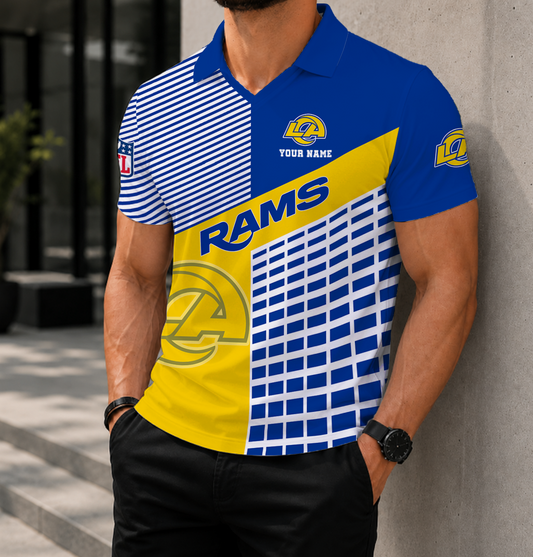 FINAL SALE - NEW CUSTOMIZED NFL22 LAR LOS ANGELES RAMS POLO SHIRT