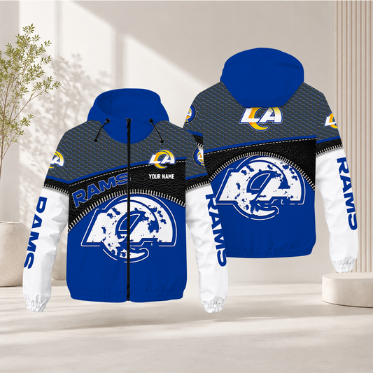 HOT DEAL - NEW CUSTOMIZED NFL22 LAR LOS ANGELES RAMS WINDBREAKER JACKET