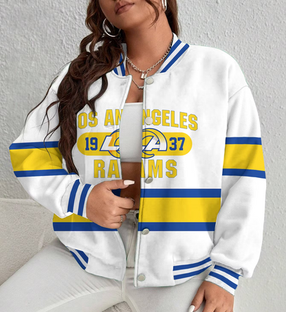 FINAL SALE - NEW CUSTOMIZED NFL22 LAR LOS ANGELES RAMS SATIN VARSITY & BASEBALL JACKET