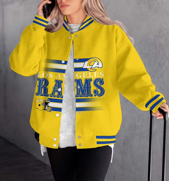 FINAL SALE - NEW CUSTOMIZED NFL22 LAR LOS ANGELES RAMS SATIN VARSITY & BASEBALL JACKET