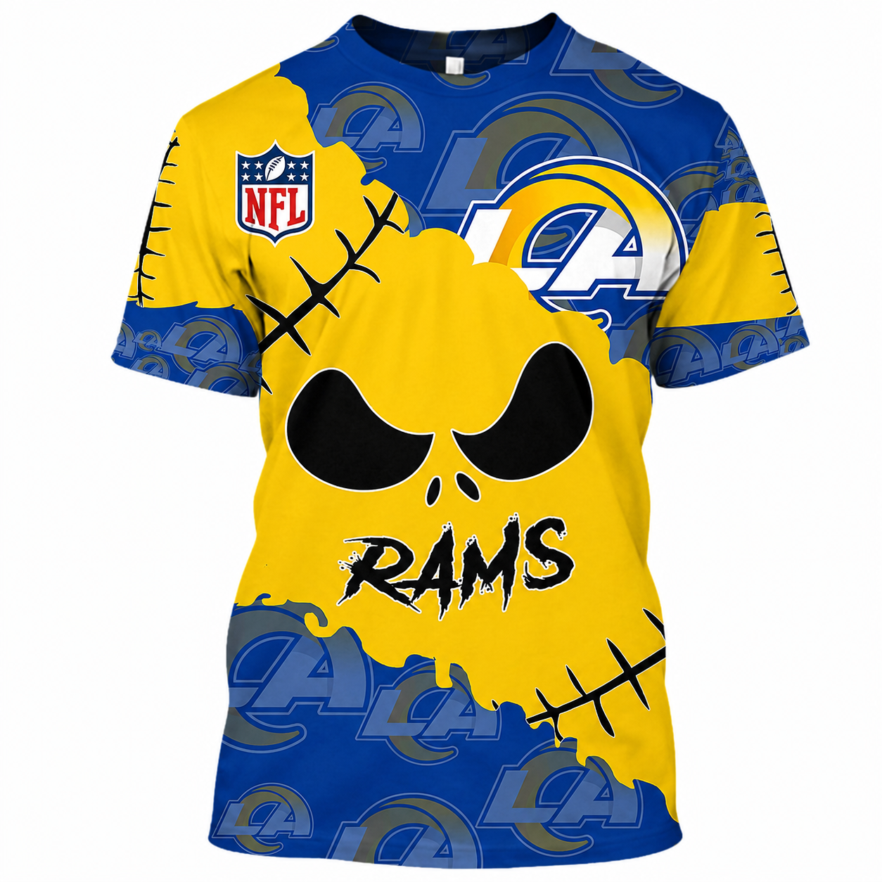SPECIAL EDITION - NEW CUSTOMIZED NFL22 LAR LOS ANGELES RAMS HALLOWEEN SKULL APPAREL FOR FANS