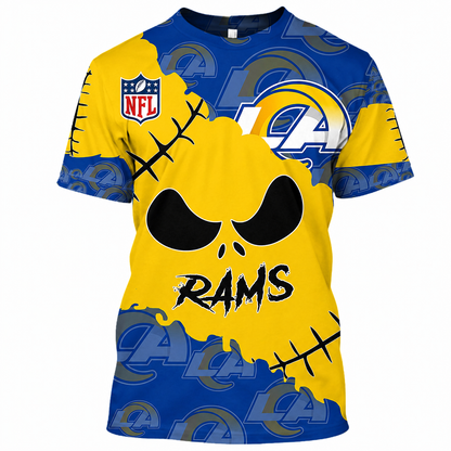 SPECIAL EDITION - NEW CUSTOMIZED NFL22 LAR LOS ANGELES RAMS HALLOWEEN SKULL APPAREL FOR FANS