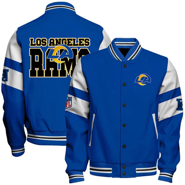 VIRAL EDITION - NEW CUSTOMIZED NFL22 LAR LOS ANGELES RAMS SATIN VARSITY & BASEBALL JACKET
