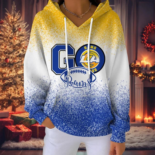 SPECIAL EDITION - NEW CUSTOMIZED NFL22 LAR LOS ANGELES RAMS RIBBED HOODIE & SWEATSHIRT