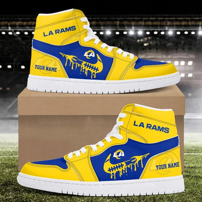 EXCLUSIVE EDITION - NEW CUSTOMIZED NFL22 LAR LOS ANGELES RAMS AIR JORDAN SNEAKERS