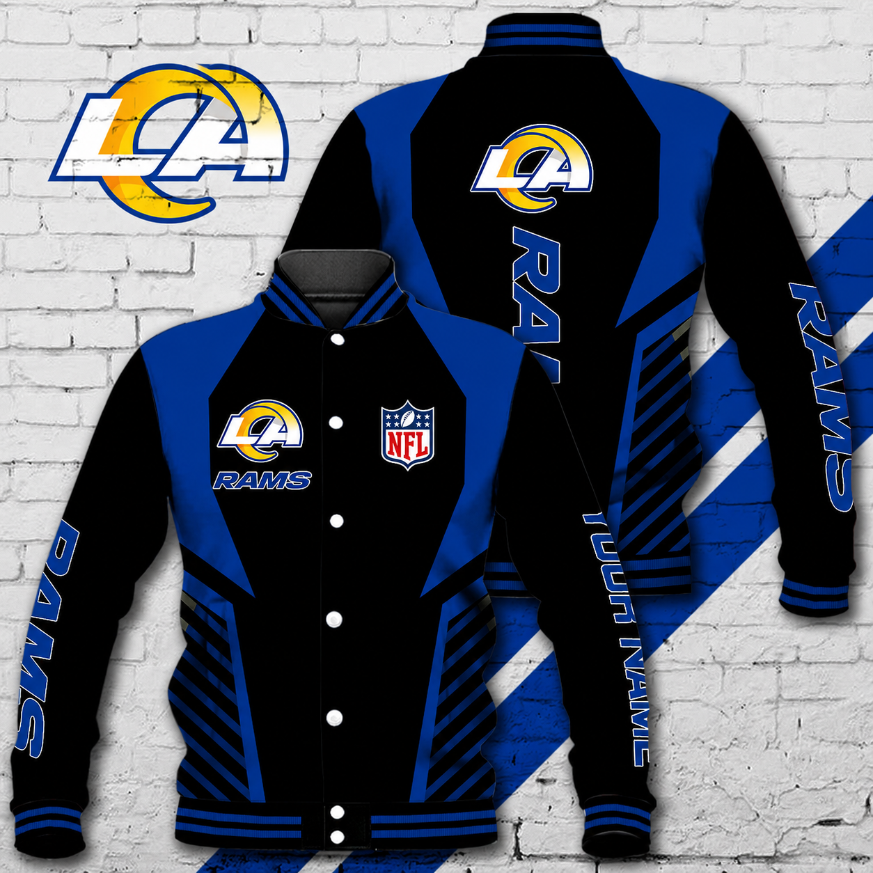 LIMITED EDITION - NEW CUSTOMIZED NFL22 LAR LOS ANGELES RAMS SATIN VARSITY & BASEBALL JACKET