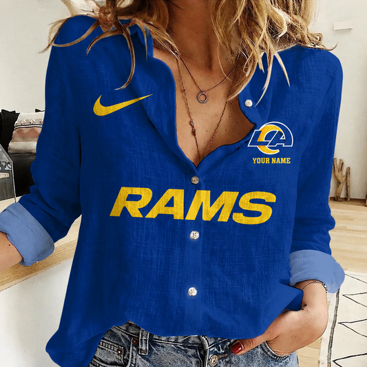 FINAL SALE - NEW CUSTOMIZED NFL22 LAR LOS ANGELES RAMS WOMEN CASUAL SHIRT