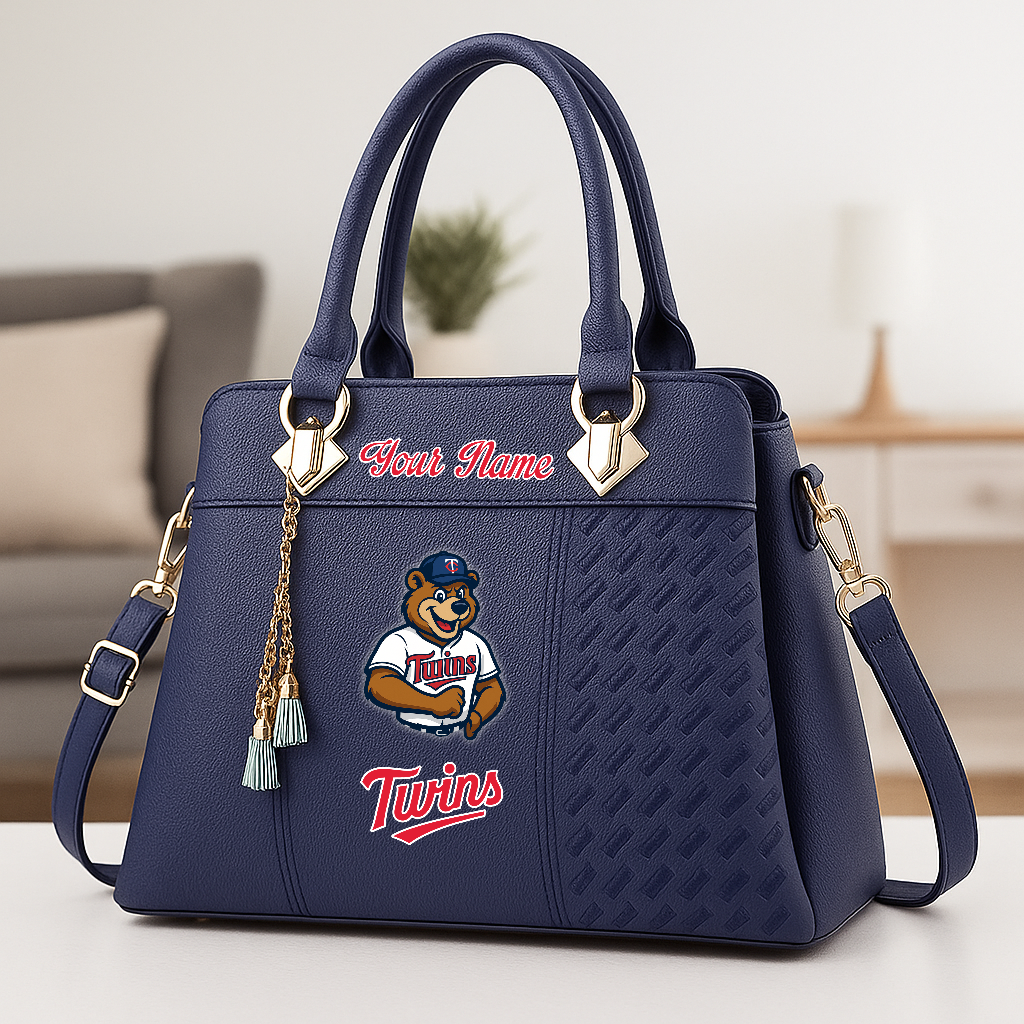 LIMITED EDITION - NEW CUSTOMIZED MLB22 MTS MN TWINS ZIP HANDBAG MULTICOLOR