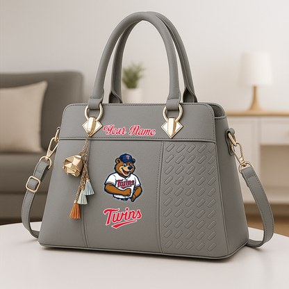 LIMITED EDITION - NEW CUSTOMIZED MLB22 MTS MN TWINS ZIP HANDBAG MULTICOLOR