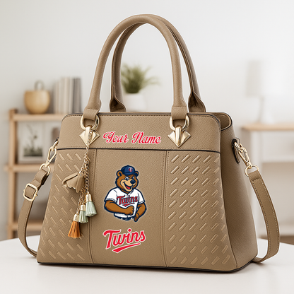 LIMITED EDITION - NEW CUSTOMIZED MLB22 MTS MN TWINS ZIP HANDBAG MULTICOLOR