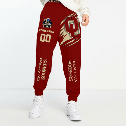 LIMITED DROP - NEW CUSTOMIZED COLLEGE WORLD SERIES NCAA22 OUS OKLAHOMA SOONERS UNISEX LONG PANTS