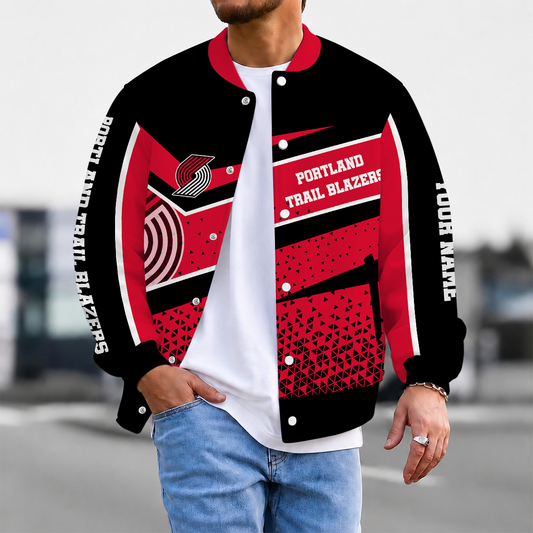 FLASH SALE - NEW CUSTOMIZED NBA22 PTB PORTLAND TRAIL BLAZERS BASEBALL JACKET, SATIN VARSITY JACKET