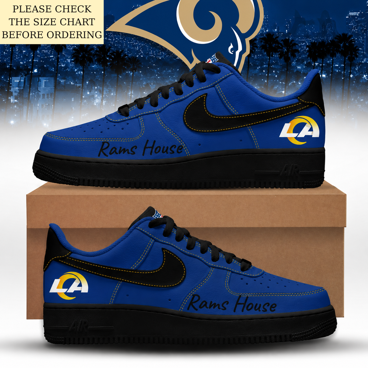 HOT DEAL - NEW CUSTOMIZED NFL22 LAR LOS ANGELES RAMS AF1 SHOES