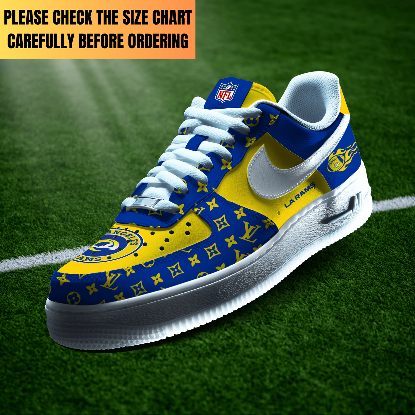 VIRAL EDITION - NEW CUSTOMIZED NFL22 LAR LOS ANGELES RAMS AF1 SHOES