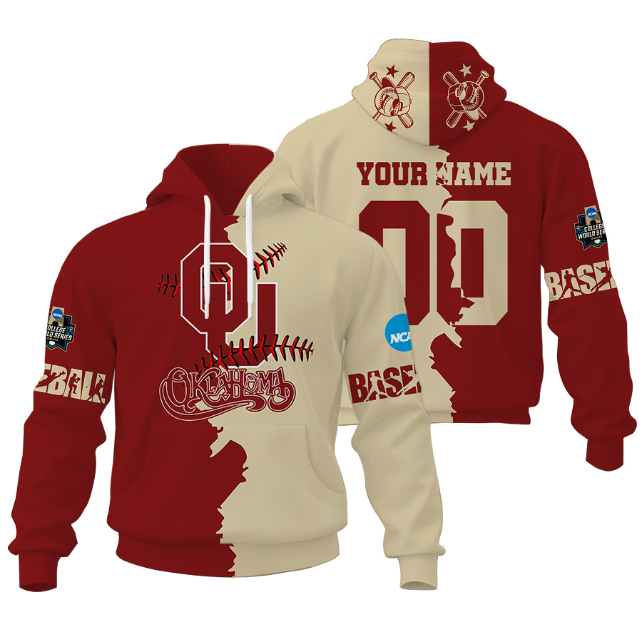 FINAL CLEARANCE - NEW CUSTOMIZED COLLEGE WORLD SERIES NCAA22 OKLAHOMA SOONERS UNISEX HOODIE & ZIP HOODIE