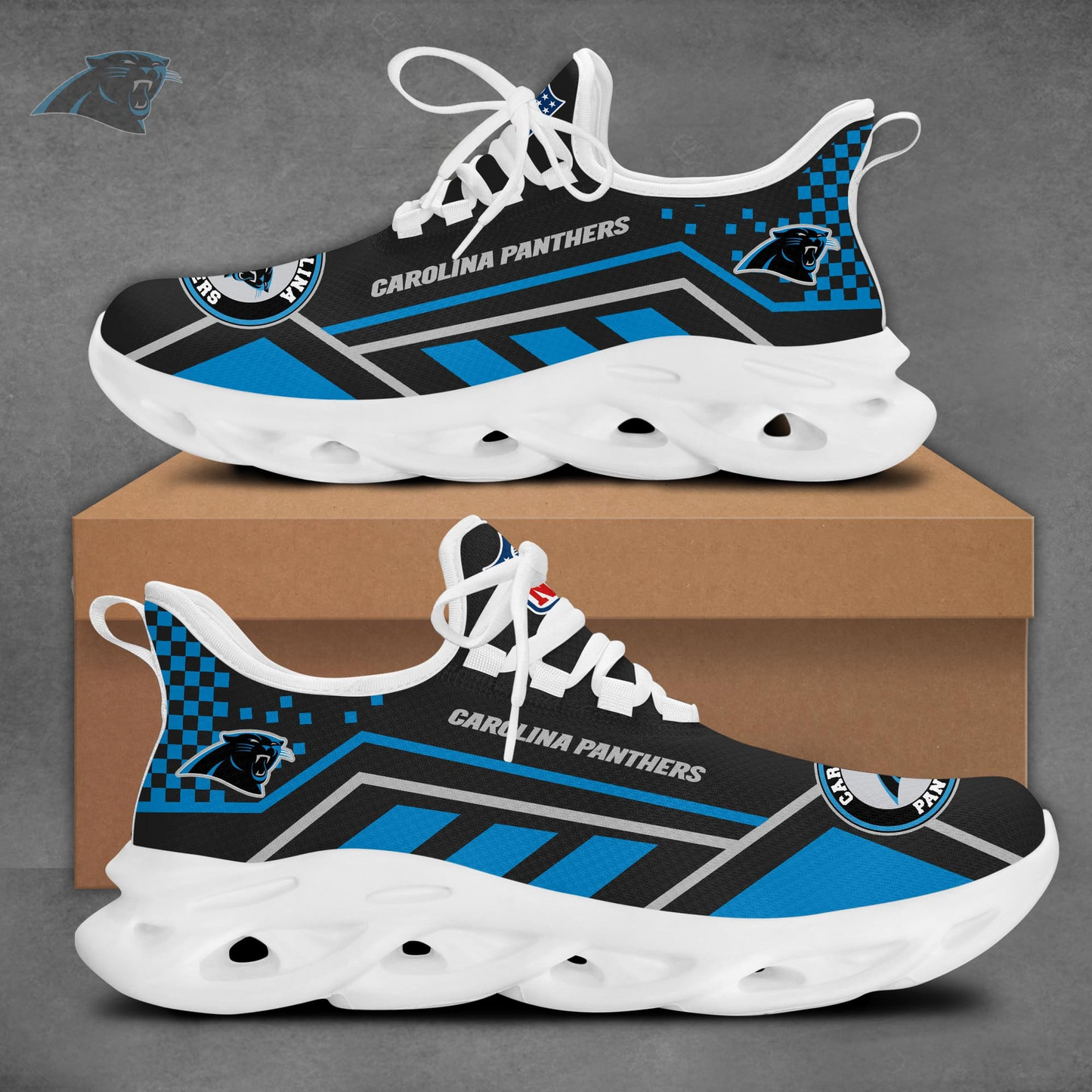 LIMITED EDITION - NEW CUSTOMIZED NFL23 CLP CAROLINA PANTHERS MAX SOUL SHOES