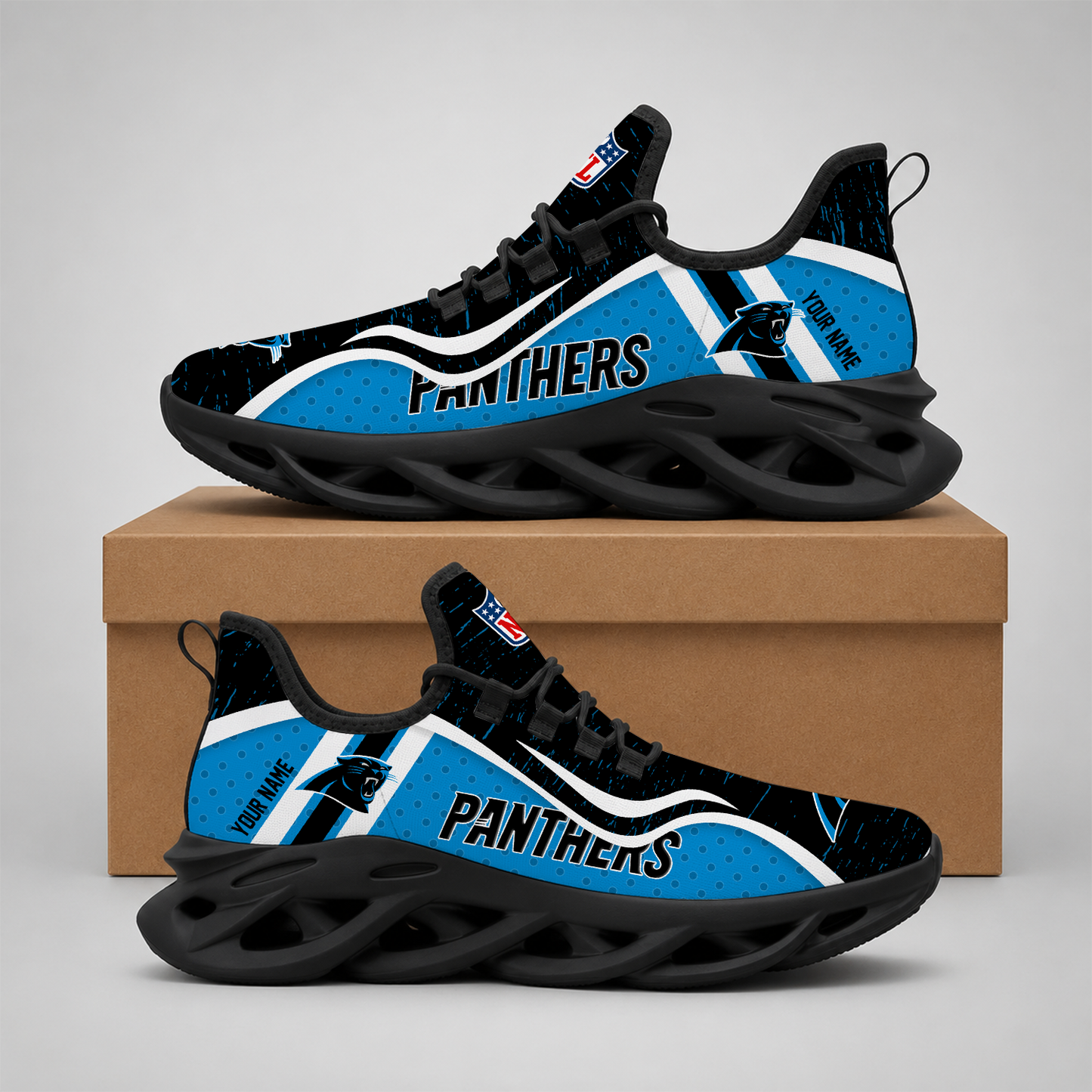 LIMITED EDITION - NEW CUSTOMIZED NFL23 CLP CAROLINA PANTHERS MAX SOUL SHOES