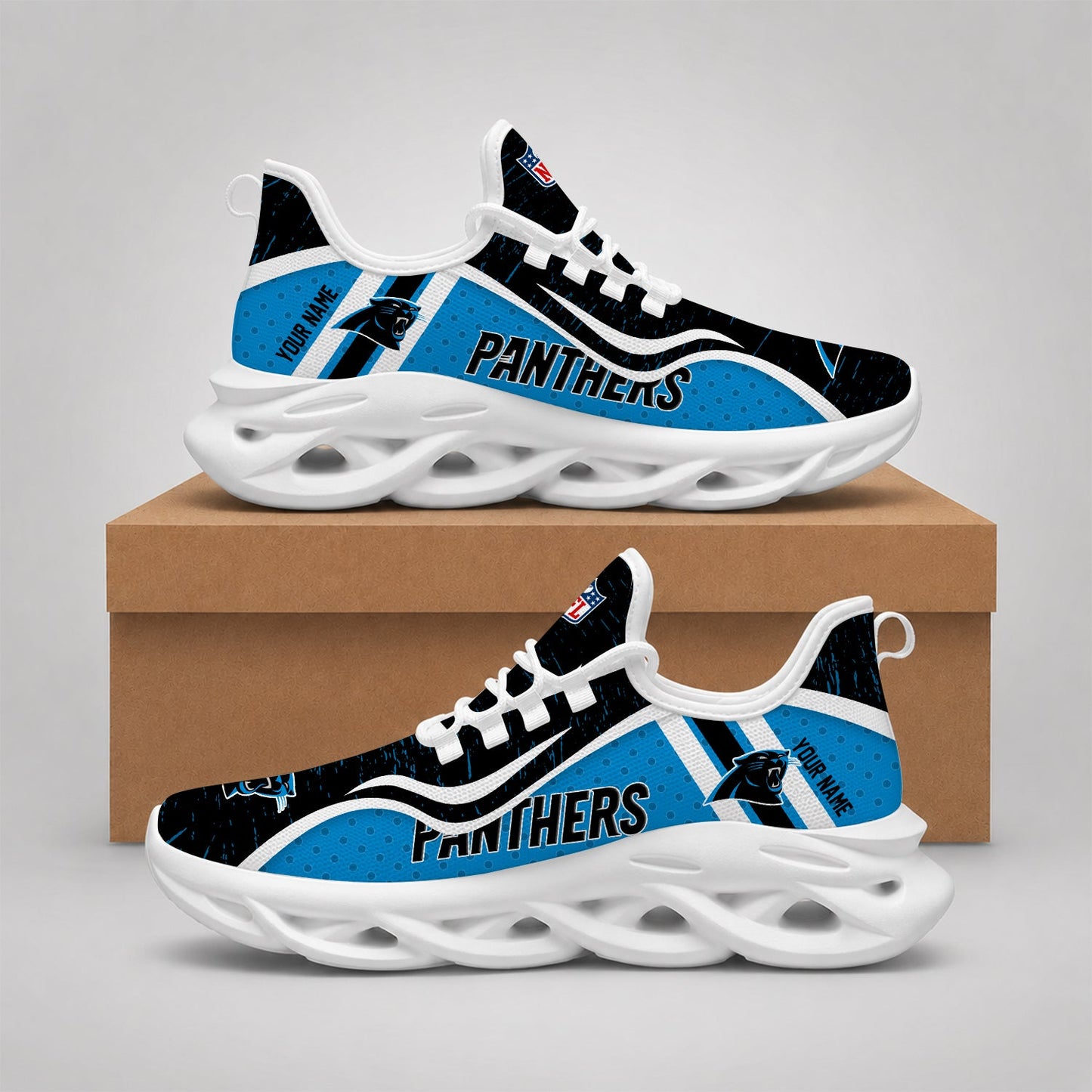 LIMITED EDITION - NEW CUSTOMIZED NFL23 CLP CAROLINA PANTHERS MAX SOUL SHOES