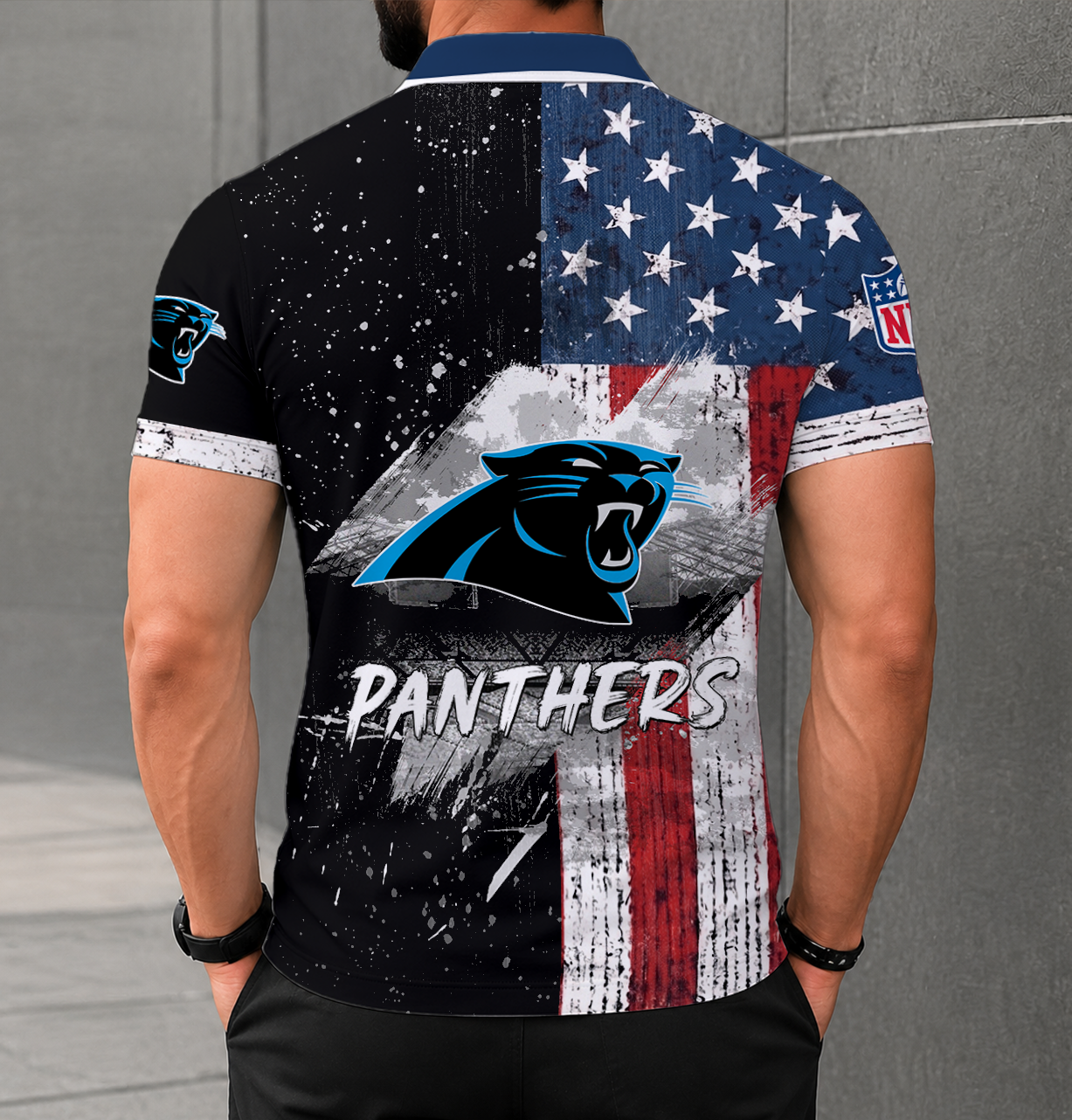 FINAL SALE - NEW CUSTOMIZED NFL23 CLP CAROLINA PANTHERS POLO SHIRT